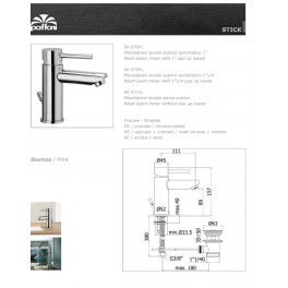 PAFFONI STICK LAVABO SK075H