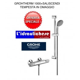 Grohe 34151 Grohtherm 1000 Miscelatore Termostatico per Doccia Installazione Esterna con Asta Doccia, Cromo Grohe