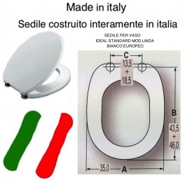 SEDILE MADE IN ITALY PESANTE BIANCO IN MDS X IDEAL STANDARD-NON ORIGINALE-SERIE  LINDA