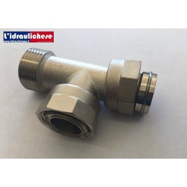 Raccordo in ottone Nichelato diametro 1" a TE MF per sistema di irrigazione a collettore componibile