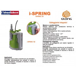 Elettropompa Sommergibile GLONG mod.I-SPRING 130 Acque chiare e scure HP.0,36