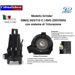 POMPA A IMMERSIONE DRENO TRITURATRICE GM(S)B50/2/110 C.149/G 230V/50Hz