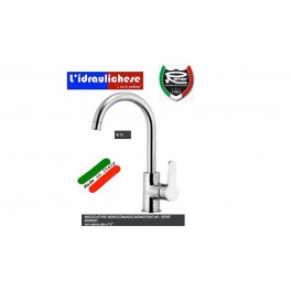 MISCELATORE MONOCOMANDO MONOFORO 90° REMER, SERIE WINNER con canna alta a "U”