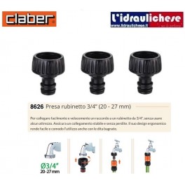 Raccordo rapido Claber Presa Rubinetto 3/4 Sfuso Art. 8626 (TRE PEZZI)