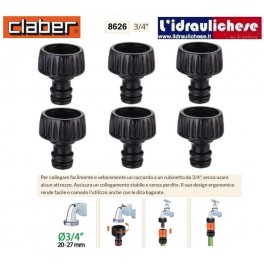 Raccordo rapido Claber Presa Rubinetto 3/4 Sfuso Art. 8626 (SEI PEZZI)