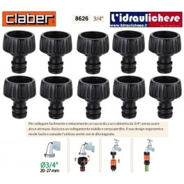 Raccordo rapido Claber Presa Rubinetto 3/4 Sfuso Art. 8626 (DIECI PEZZI)