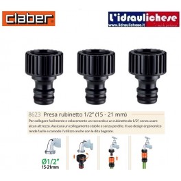 Raccordo rapido Claber Presa Rubinetto 1/2 Sfuso Art. 8626 (TRE PEZZI)