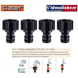 Raccordo rapido Claber Presa Rubinetto 1/2 Sfuso Art. 8622 (QUATTRO PEZZI)