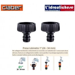 Raccordo rapido Claber Presa Rubinetto 1" Sfuso Art. 8628 (DUE PEZZI)
