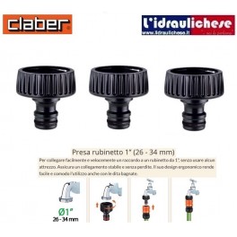 Raccordo rapido Claber Presa Rubinetto 1" Sfuso Art. 8628 (TRE PEZZI)
