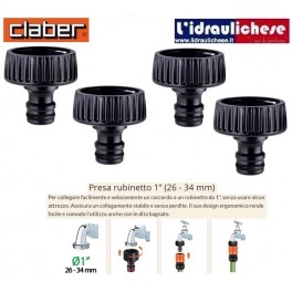 Raccordo rapido Claber Presa Rubinetto 1" Sfuso Art. 8628 (QUATTRO PEZZI)