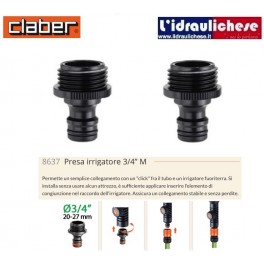 Raccordo rapido Claber Presa Rubinetto 3/4 Sfuso Art. 8637 (DUE PEZZI)