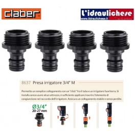 Raccordo rapido Claber Presa Rubinetto 3/4 Sfuso Art. 8637 (QUATTRO PEZZI)