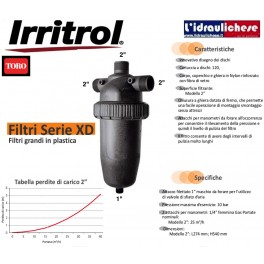 Filtro a dischi IRRITROL/TORO diametro 2" serie XD in plastica
