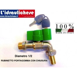 RUBINETTO D'EROGAZIONE A SFERA - PN 40 - MANIGLIA CON CHIAVE 1/2 MADE IN ITALY