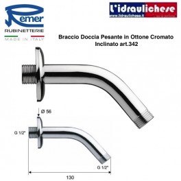 Braccio doccia in Ottone Pesante REMER Inclinato diametro 1/2x1/2