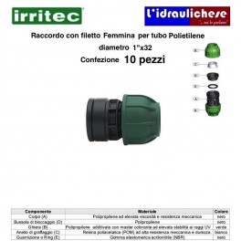 Raccordo con filetto femmina IRRITEC 1"x32 Confezione 10 Pezzi