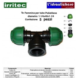 Te IRRITEC femmina 40x1.1/4x40 Confezione 5 Pezzi