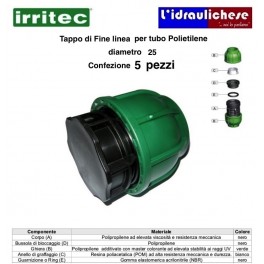Tappo di fine linea IRRITEC Connect diametro 25 Confezione 5 Pezzi