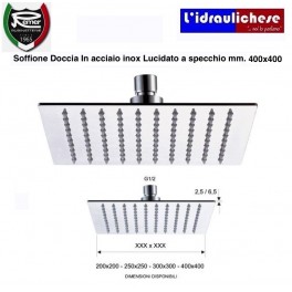 SOFFIONE DOCCIA ULTRA PIATTO REMER in acciaio INOX lucidato a specchio 400X400 mm.