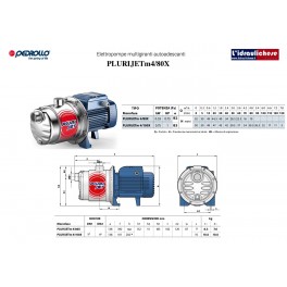 Elettropompa Pedrollo Autoadescante PLURIJETm4/80X