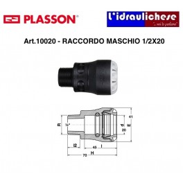 Raccordo Maschio a innesto Rapido PLASSON Serie UNO 1/2x20