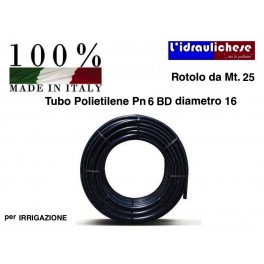 TUBO POLIETILENE Ø 16 PN 6 BD Mt.25 per Irrigazione Made Italy