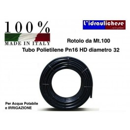 TUBO POLIETILENE Ø 32 PN 16 HD Mt.100 per acqua potabile o irrigazione  Made Italy