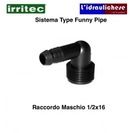 Gomito Maschio a 90° portagomma per tubo TIPO FUNNY PIPE 1/2X16