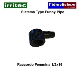 Gomito Femmina a 90° portagomma per tubo TIPO FUNNY PIPE 1/2X16