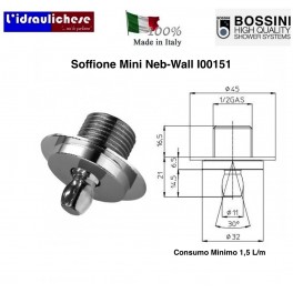 SOFFIONE DOCCIA BOSSINI IN OTTONE PESANTE I00151