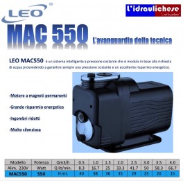 LEO MAC 550 ELETTROPOMPA  AD INVERTER CON MAGNETI PERMANENTI 550W 