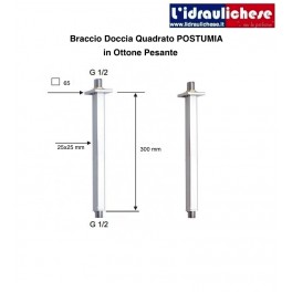 BRACCIO DOCCIA DA SOFFITTO in ottone pesante POSTUMIA CM.30