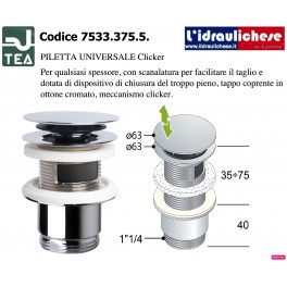 PILETTA CLIK CLAK UNIVERSALE CORTA CON TROPPOPIENO 1.1/4