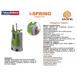 Elettropompa Sommergibile GLONG mod.I-SPRING XT230 Acque chiare e scure HP.1