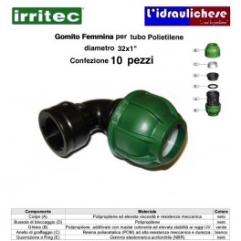 Gomito IRRITEC Femmina 32x1" Confezione 10 Pezzi