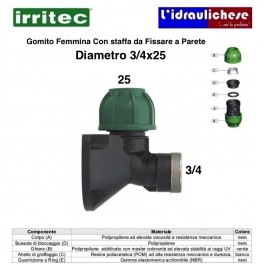 Gomito femmina con staffa IRRITEC 25x3/4