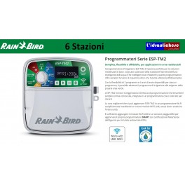 Programmatore Rain Bird  ESP-TM2 6 ZONE WI-FI "predisposto" trasformatore INTERNO  