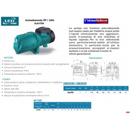 ELETTROPOMPA LEO PUMP AUTOADESCANTE AJm75H HP.1 ELETTROPOMPA LEO PUMP AUTOADESCANTE AJm75H HP.1