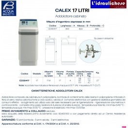 ADDOLCITORE ACQUA BREVETTI CALEX 17 LITRI ADDOLCITORE ACQUA BREVETTI CALEX 17 LITRI